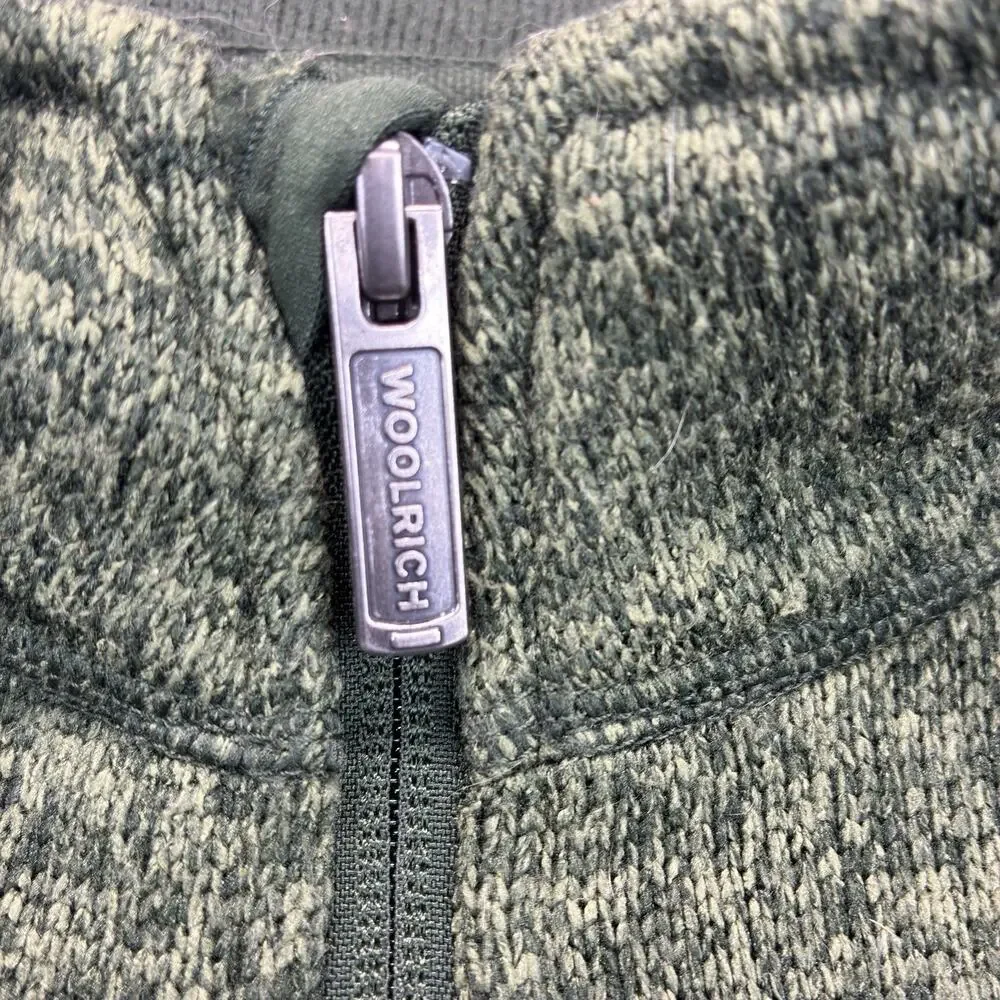 Woolrich Men’s XL Quarter Zip Sweater Fleece Pullover Green Outdoor